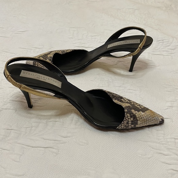Stella McCartney Snake Skin Pointy Toe Sling Back Sandals Sz 38.5 US 7.5 - Picture 7 of 10